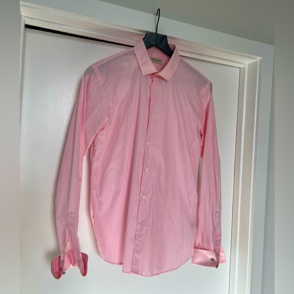 Burberry Men’s French Cuff Dress Shirt Pink